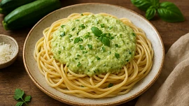 Krémová cuketová omáčka dodá špagetám lehkost a svěžest: Voní bylinkami, příprava je snadná a zvládne ji i začátečník