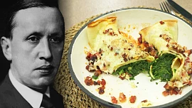 Připadám si jako přežraný hroznýš, říkal Karel Čapek po obědě v české hospodě. Jeho oblíbeným jídlem byly palačinky se špenátem