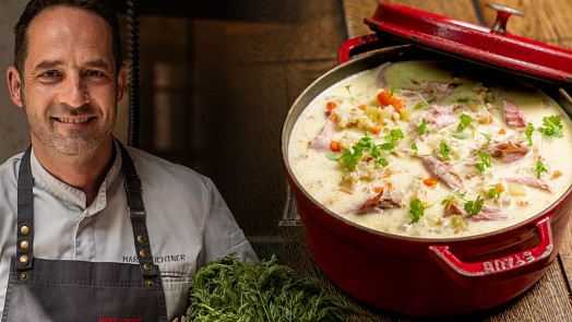 Švýcarská kroupová polévka podle šéfkuchaře Marka Fichtnera: Voní uzeným a funguje i jako skvělý vyprošťovák