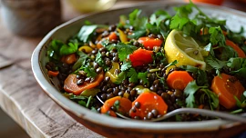 Čočkový salát s citronovým dresingem může pomoci zahnat kocovinu. Obsahuje totiž látky, které si umí s alkoholem poradit