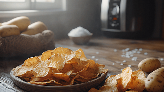 Křupavé domácí chipsy z horkovzdušné fritézy: Stačí pár minut a křupavá lahůdka je na světě. Na kupované zapomenete