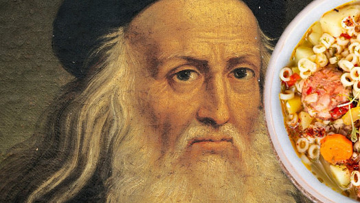 Jídelní rozmary slavných: Leonardo da Vinci zapisoval, co jedl, míchal si koktejl s růžemi a nikdy neodolal vydatné polévce minestrone