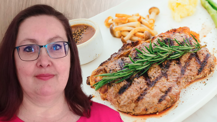 Steak z vepřového pánevního plátku, zvaného pavouček