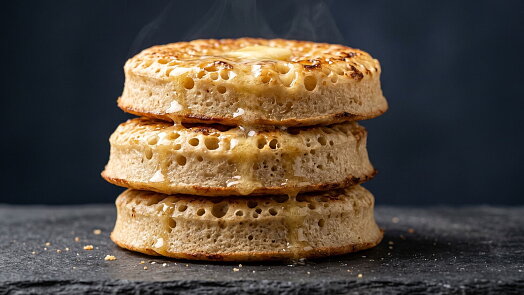 Na britských crumpets si pochutnáte víc než na obyčejných lívancích. Jsou nadýchané a máslo do sebe nasávají jako houba