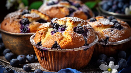 Borůvkové muffiny, které zmizí ještě teplé: Na povrchu křupou, uvnitř jsou vláčné a šťavnaté