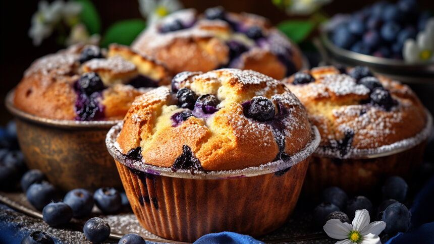 Borůvkové muffiny, které zmizí ještě teplé: Na povrchu křupou, uvnitř jsou vláčné a šťavnaté