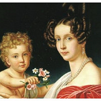 Budoucí císař s matkou Žofií. (zdroj: Wikimedia Commons/Karl Joseph Stieler - http://worldroots.com/brigitte/royal/gifs/sophiebayern3.jpg, Public Domain)