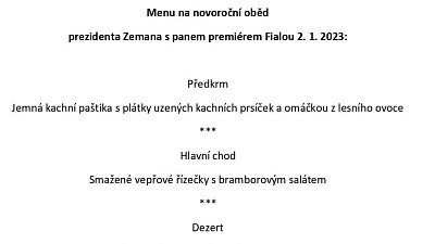 Menu pro rok 2023 Zdroj: Toprecepty.cz