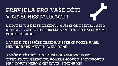 Pravidla pro rodiče s dětmi v Kantýně. Zdroj: Facebook.com/RestauraceKantyna