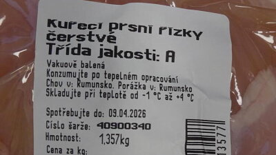 Kuřecí řízky z Rumunska obsahovaly nebezpečnou salmonelu. Zdroj: Se svolením Státní zemědělské a potravinářské inspekce