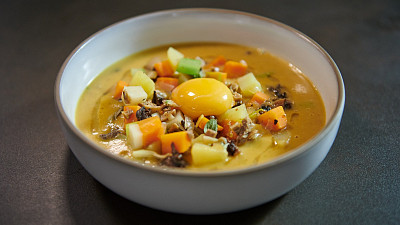 Bramboračka s konfitovaným žloutkem Zdroj: Toprecepty