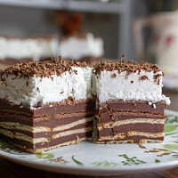 Nepečené řezy s pudinkovo-smetanovou náplní Zdroj: Toprecepty