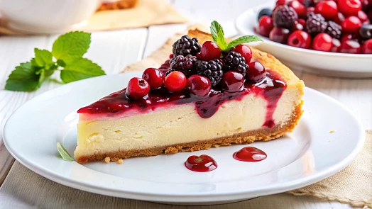 Cheesecake je oblíbený moučník z čerstvého sýra nebo tvarohu a sladké smetany