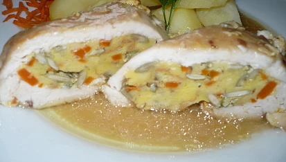 Kuřecí kapsa s nádivkou, Kapsa na řezu