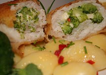 Pangas plněný brokolicovo-sýrovou nádivkou