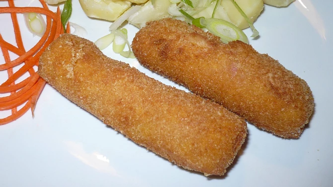 Smažené tvarůžky se šunkou