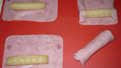 Smažené tvarůžky se šunkou, Příprava.
