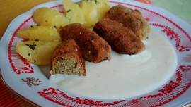 Zelné krokety se sýrovou omáčkou