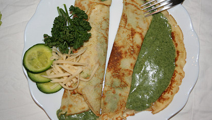 Francouzské palačinky (crepes) se sýrovo-špenátovou náplní