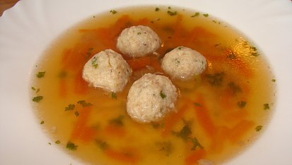 Masové knedlíčky do polévky - zavářka, Vývar s masovými knedlíčky