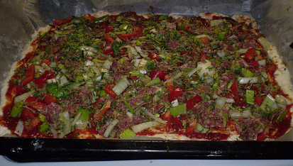 Rychlá pizza (nejen pro Vaška), tady ještě není sýr a kečup...