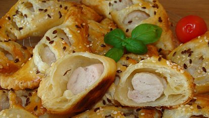 Velikonoční bílé klobásky zapečené v listovém těstě, Detail