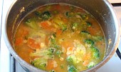 Vydatná mrkvová polévka s vločkami - i pro nejmenší, Po přidání brokolice a vloček