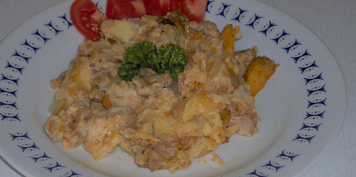 Zapečené maso s nivovo-smetanovými brambory (mňamka u nás)