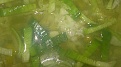 Zelená česneková polévka, detail polévky