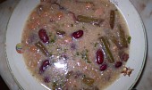 Fazolovo-fazolková polévka s klobáskou, Fazolovo-fazolková polévka s cizrnou a uzenou šunkou