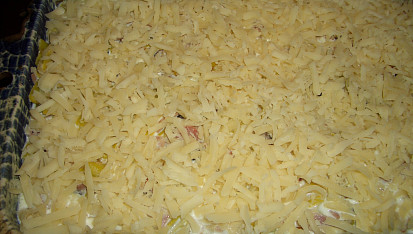 Gnocchi zapečené se smetanou, pórkem a anglickou slaninou