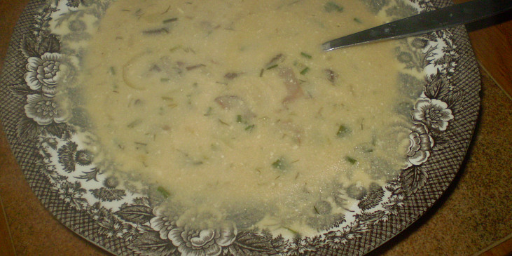 Houbovo-smetanová polévka se sýrem a  koprem