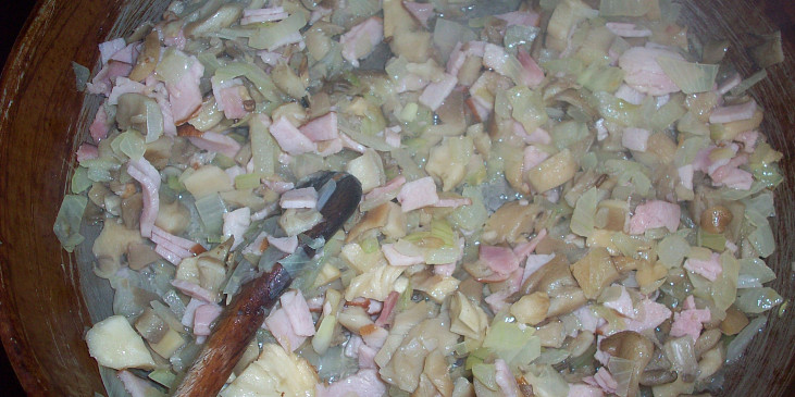 Hrbaté maso (cibule s houbama)
