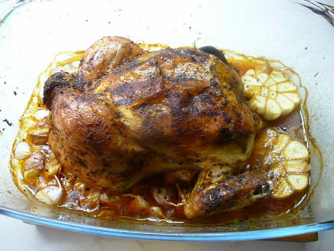 Pečené kuře na česneku, Pečené kuře na česneku