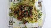 Špenátová polenta s houbami