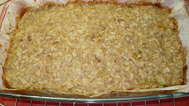 Zapečené mleté maso s rýží a houbovou smaženicí