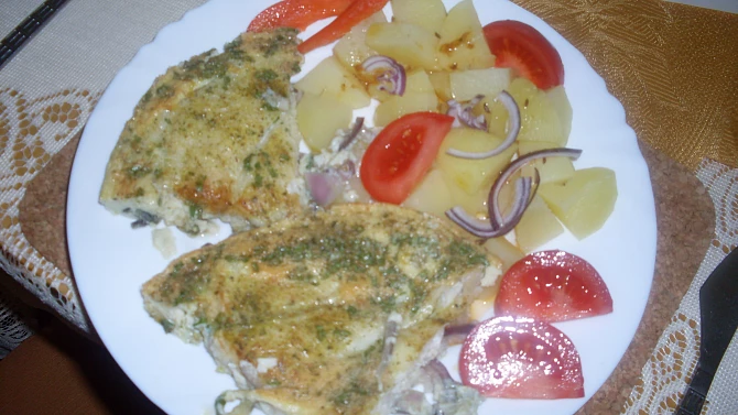 Pangasius pod vajíčkem, hotovo