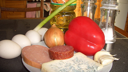 Pikantní omeleta,  suroviny a ingredience