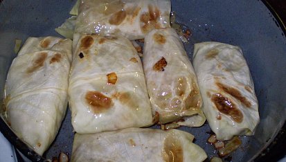 Sarma-zelné závitky s masem, ...zprudka osmažíme...