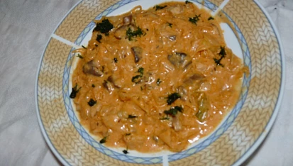 Segedinský guláš z masáků (růžovek), hotovo