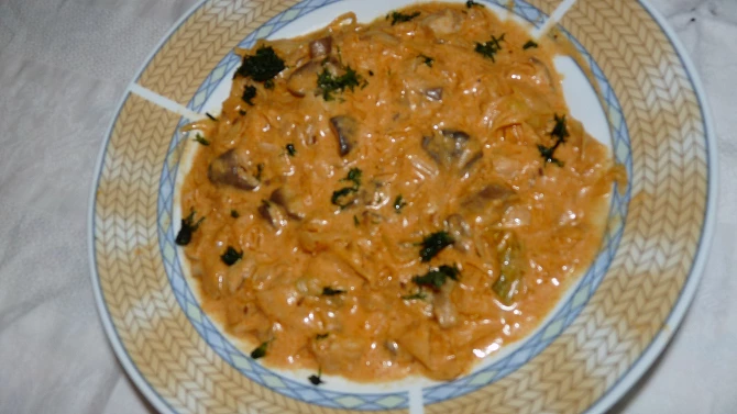 Segedinský guláš z masáků (růžovek), hotovo