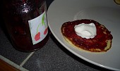 Třešňová marmeláda z DP, použití marmelády na lívanečku - Mareček maloval etiketu