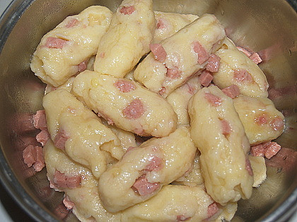 bramborové šišky s fazolkami