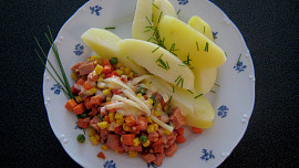 Zeleninová směs se salámem