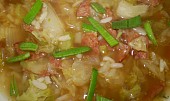 Kapustovo-brokolicová polévka s rýží a uzeninkou, detail polévky