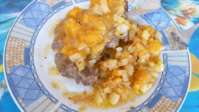 Krkovička s meruňkovou směskou, Porce