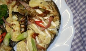 Lilek v tymiánové chilli marinádě s brie a šunkovo-pórkovou peřinkou
