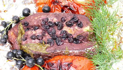 Lososový steak s černým rybízem, lososový steak s černým rybízem