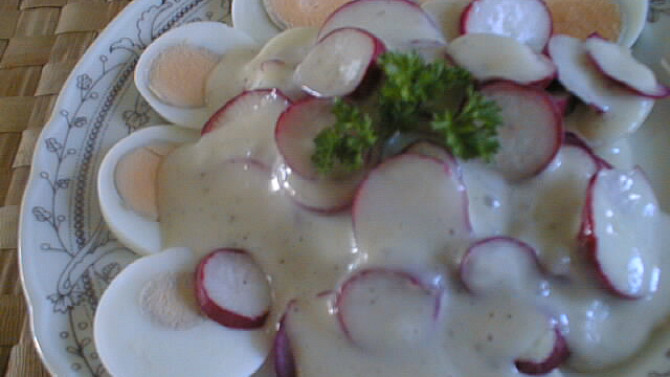 Ředkvičkový salát se sýrovou zálivkou, Ředkvičkový salát se sýrovou zálivkou