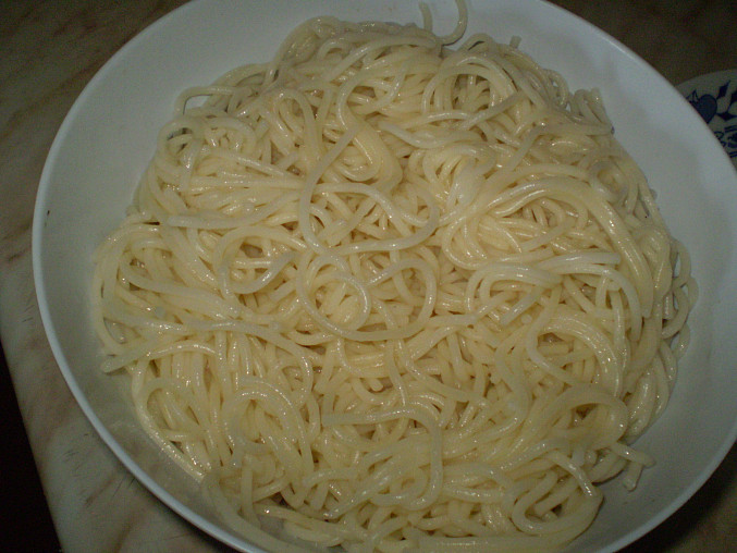 Špagety 2, připravené špagety...